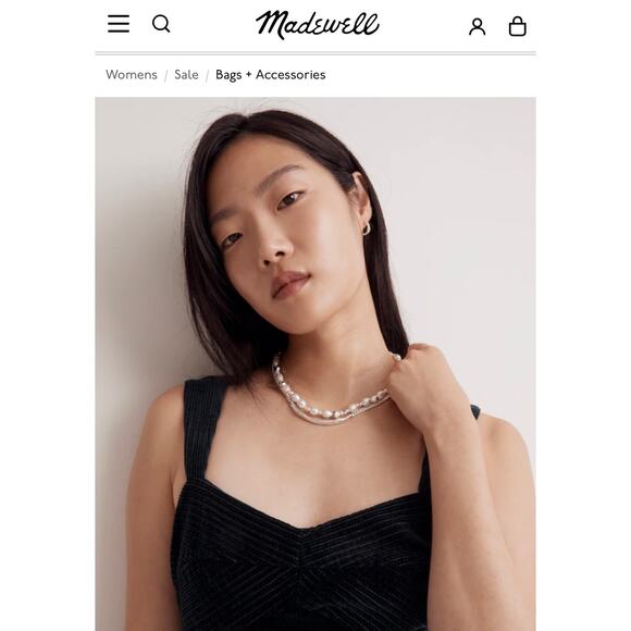 NEW MADEWELL Set of 2 Necklaces – Freshwater Pearl Chain & Silver Bar Necklace - Picture 3 of 12